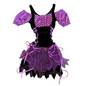 Girls Halloween Costume Size Large Witch, Pirate, Purple, Black, Skull, Bones,